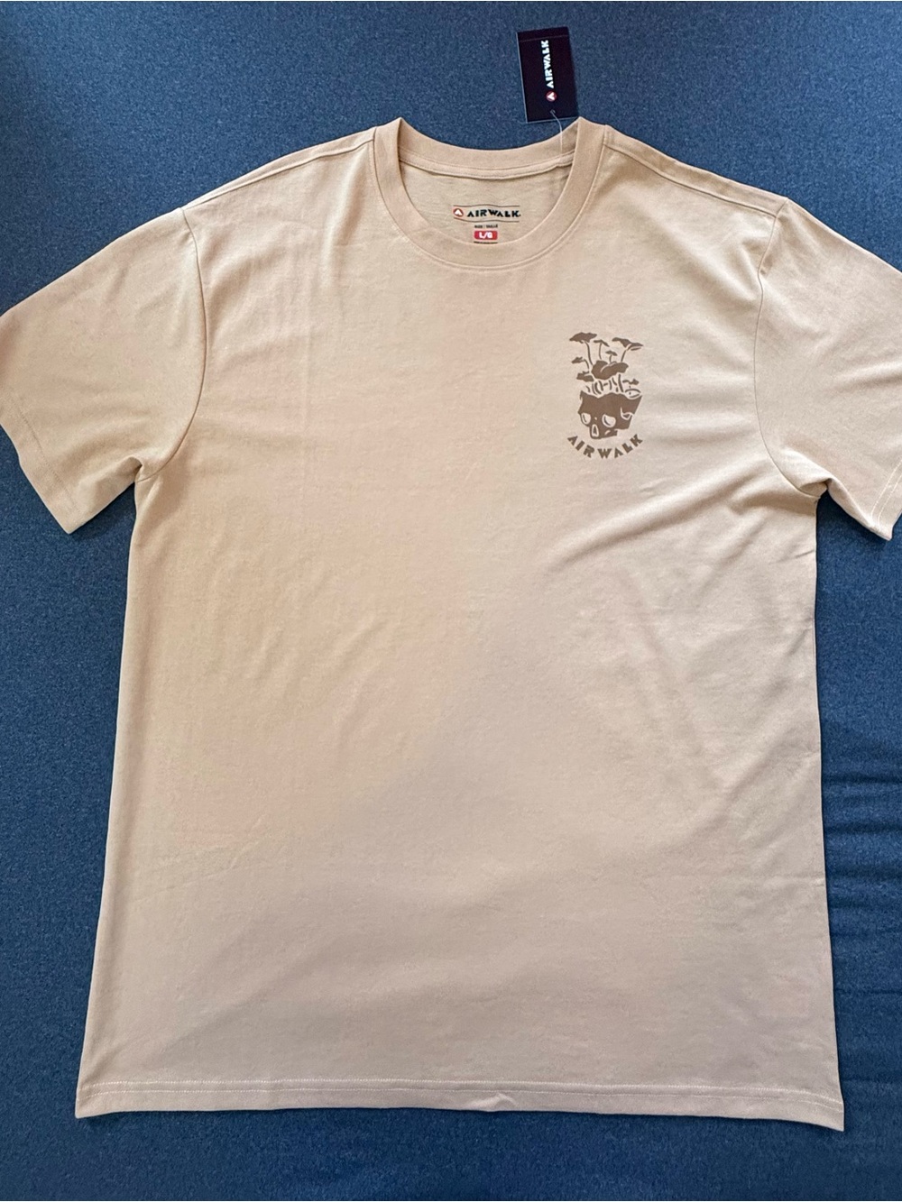 Airwalk Men's Short Sleeve Tee in Beige with Chest Graphic